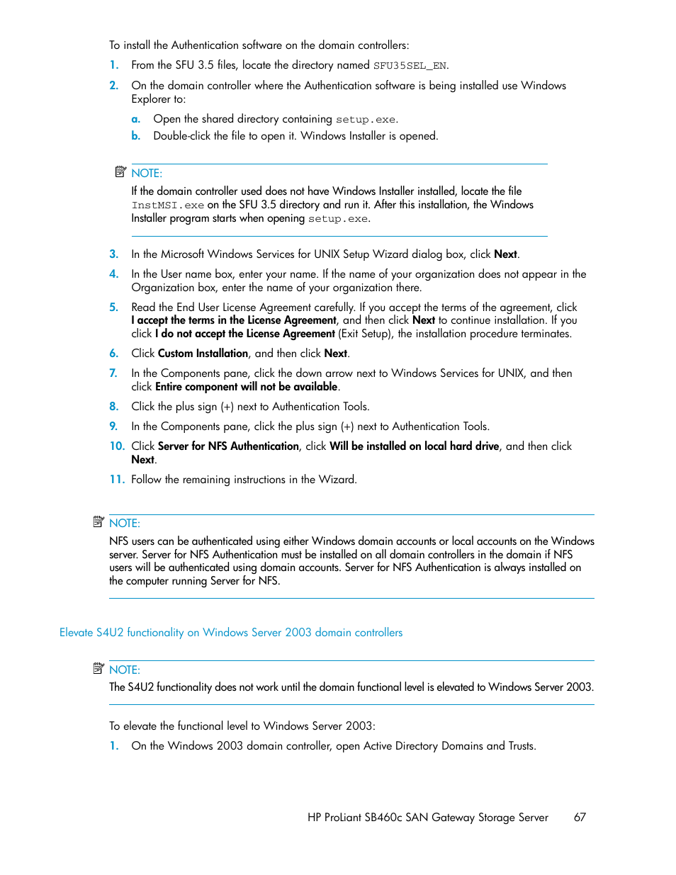 HP ProLiant SB460c SAN Gateway Storage Server User Manual | Page 67 / 132