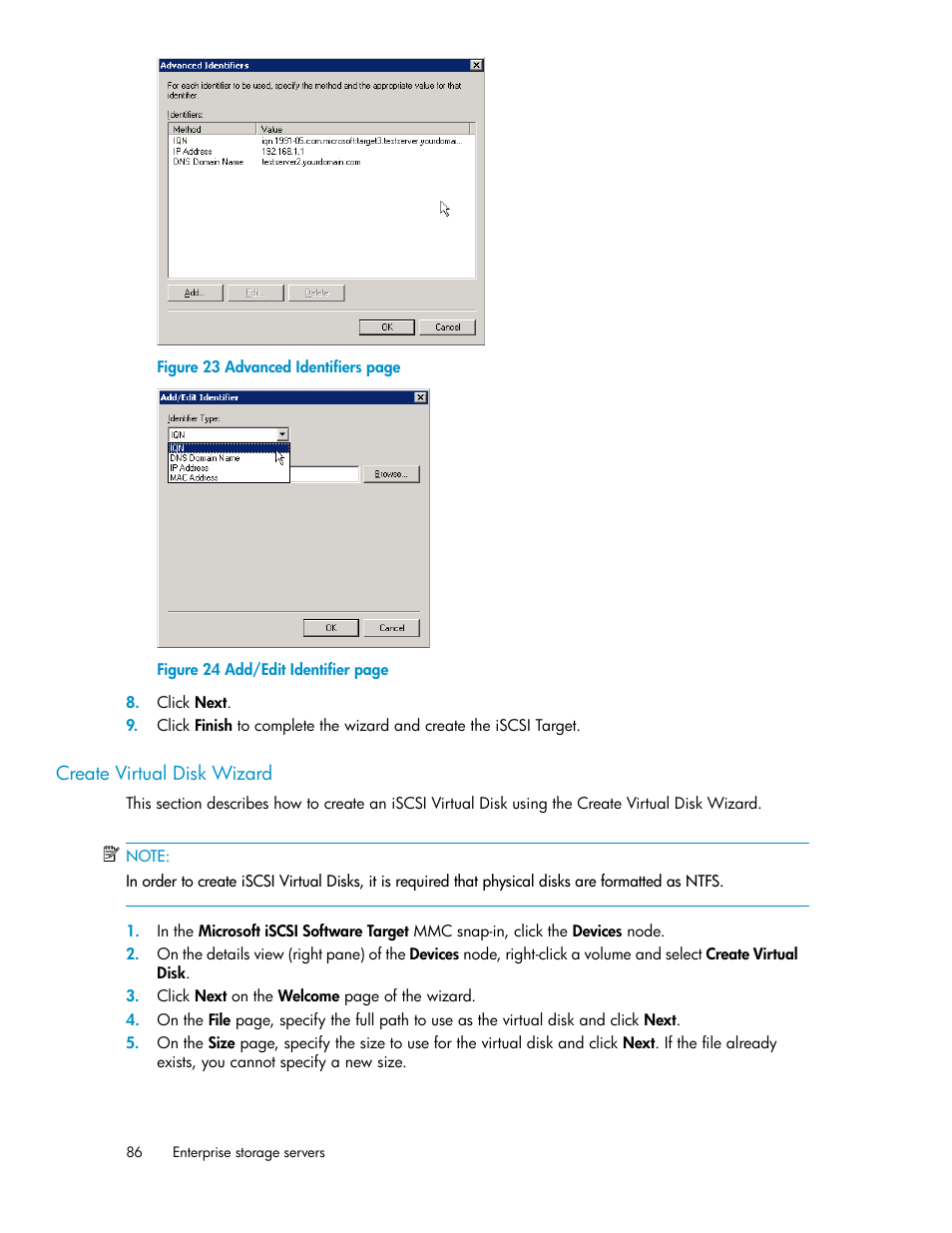 Create virtual disk wizard | HP ProLiant SB460c SAN Gateway Storage Server User Manual | Page 86 / 132