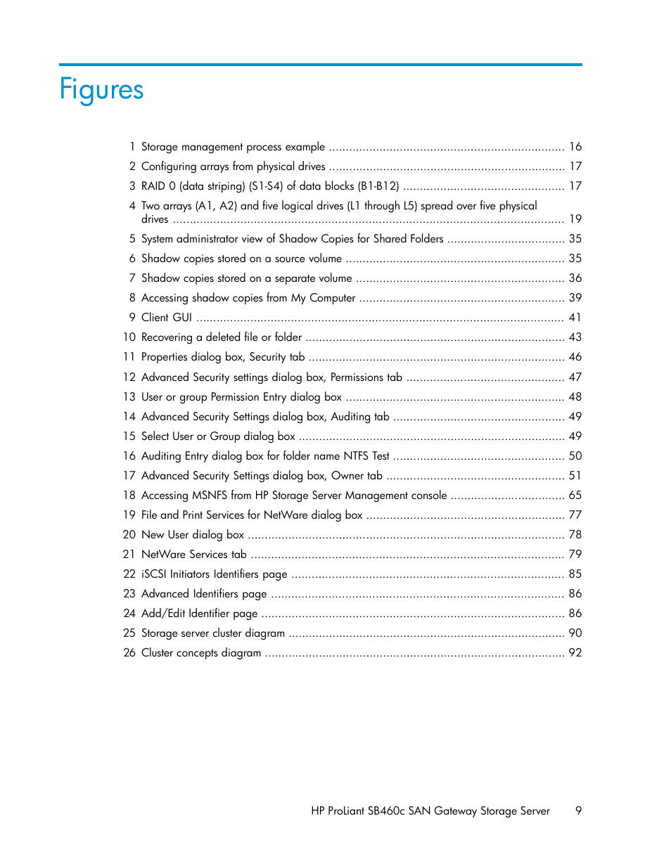 Figures | HP ProLiant SB460c SAN Gateway Storage Server User Manual | Page 9 / 132