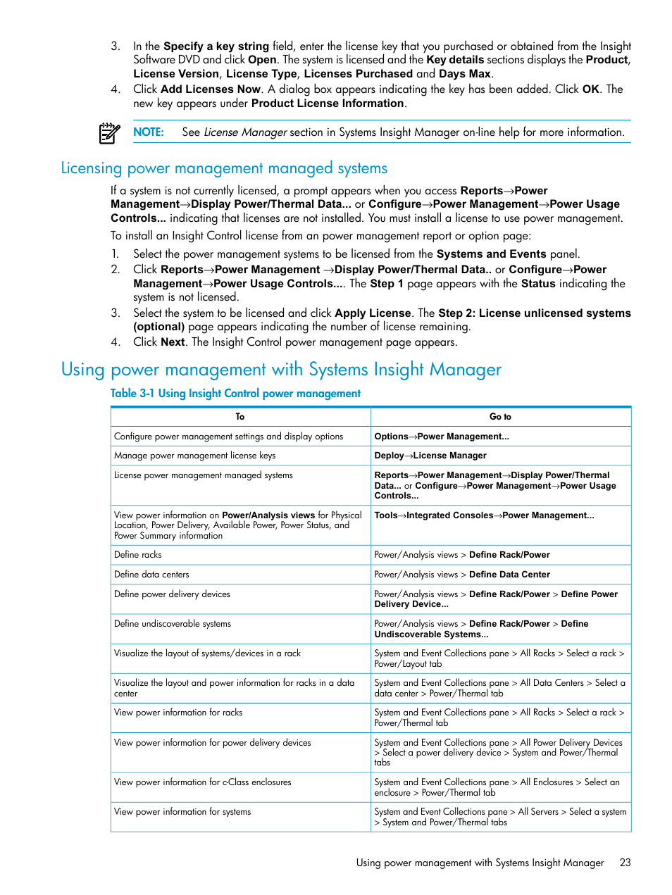 Licensing power management managed systems, Using insight control power management | HP Insight Control Software for Linux User Manual | Page 23 / 86