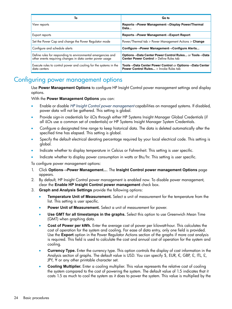 Configuring power management options | HP Insight Control Software for Linux User Manual | Page 24 / 86