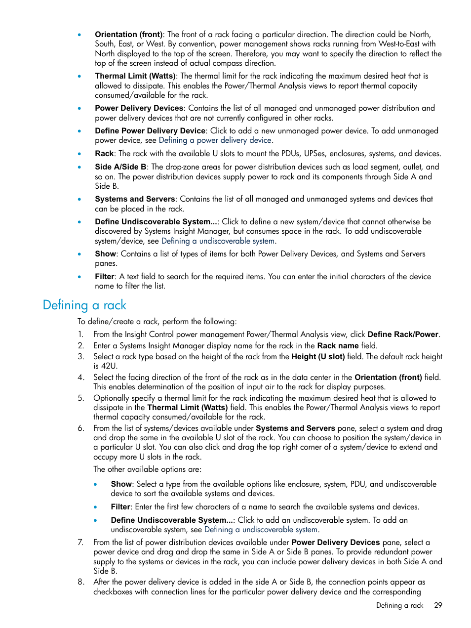 Defining a rack | HP Insight Control Software for Linux User Manual | Page 29 / 86