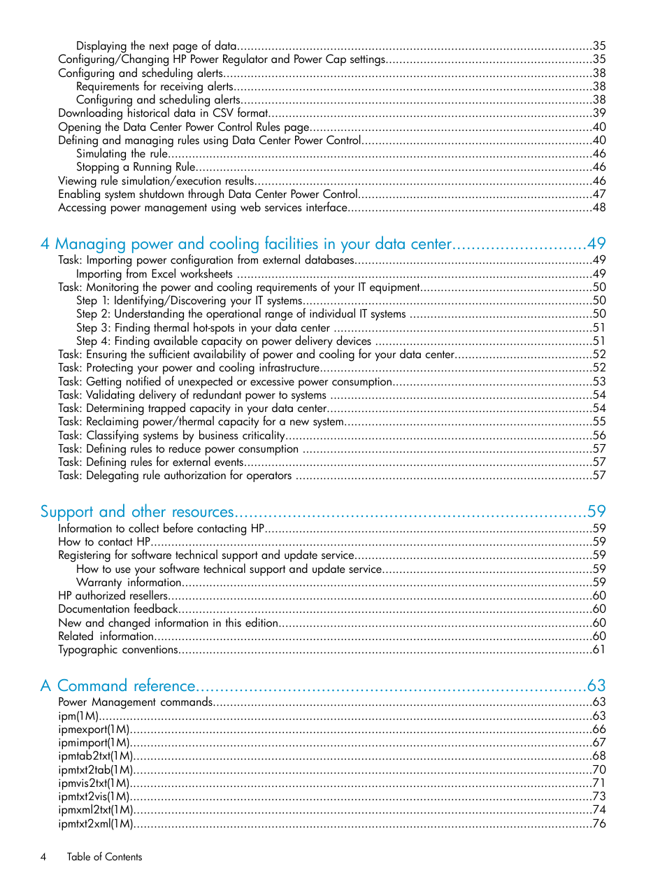 Support and other resources, A command reference | HP Insight Control Software for Linux User Manual | Page 4 / 86