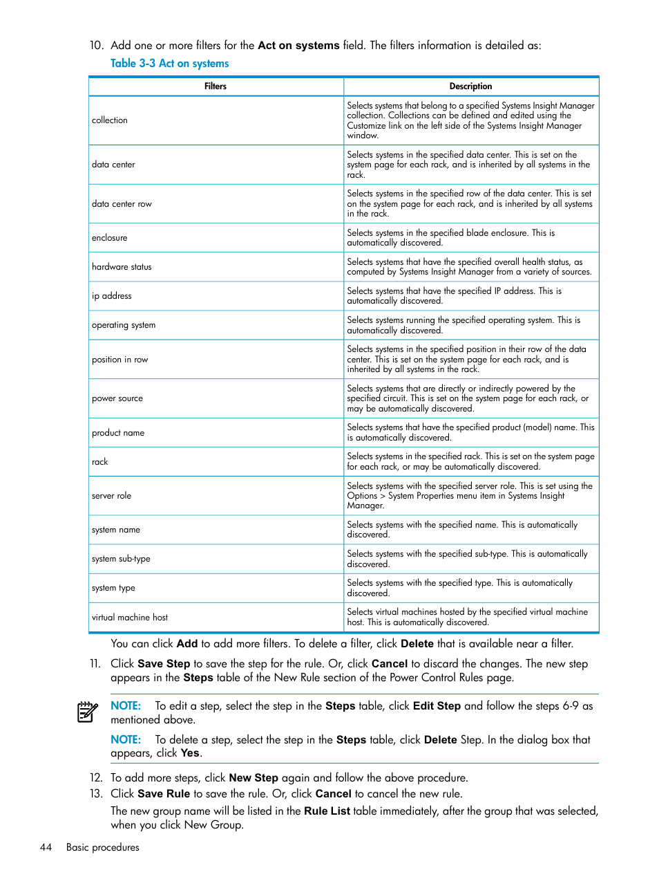 Act on systems | HP Insight Control Software for Linux User Manual | Page 44 / 86