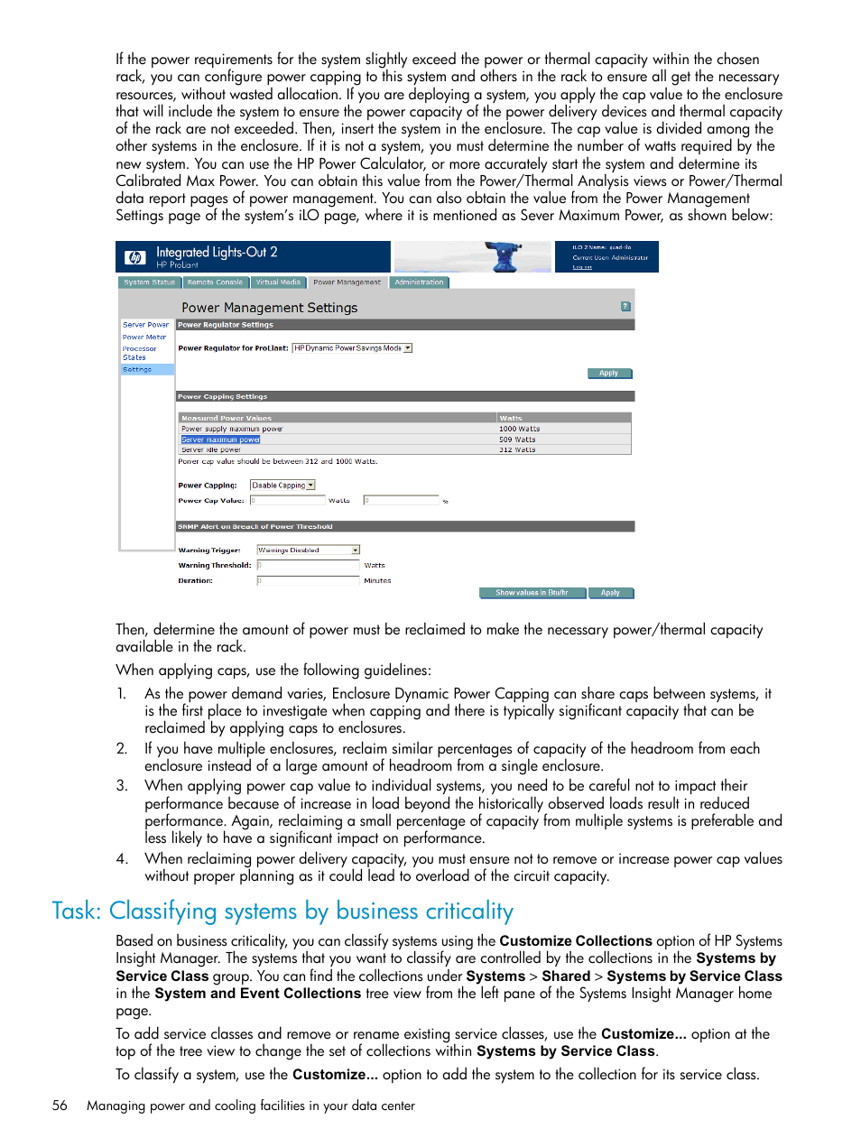 Task: classifying systems by business criticality | HP Insight Control Software for Linux User Manual | Page 56 / 86