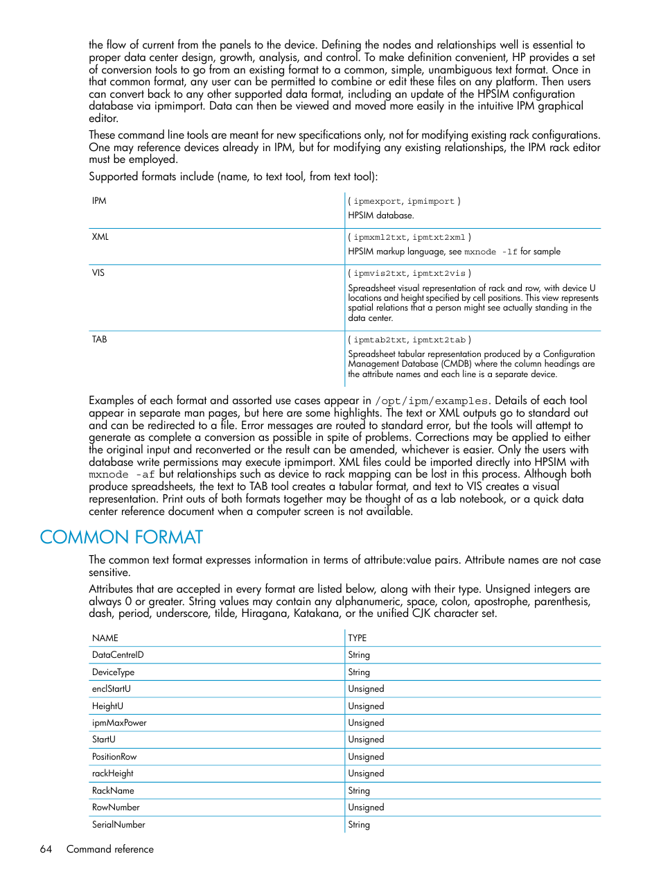 Common format | HP Insight Control Software for Linux User Manual | Page 64 / 86