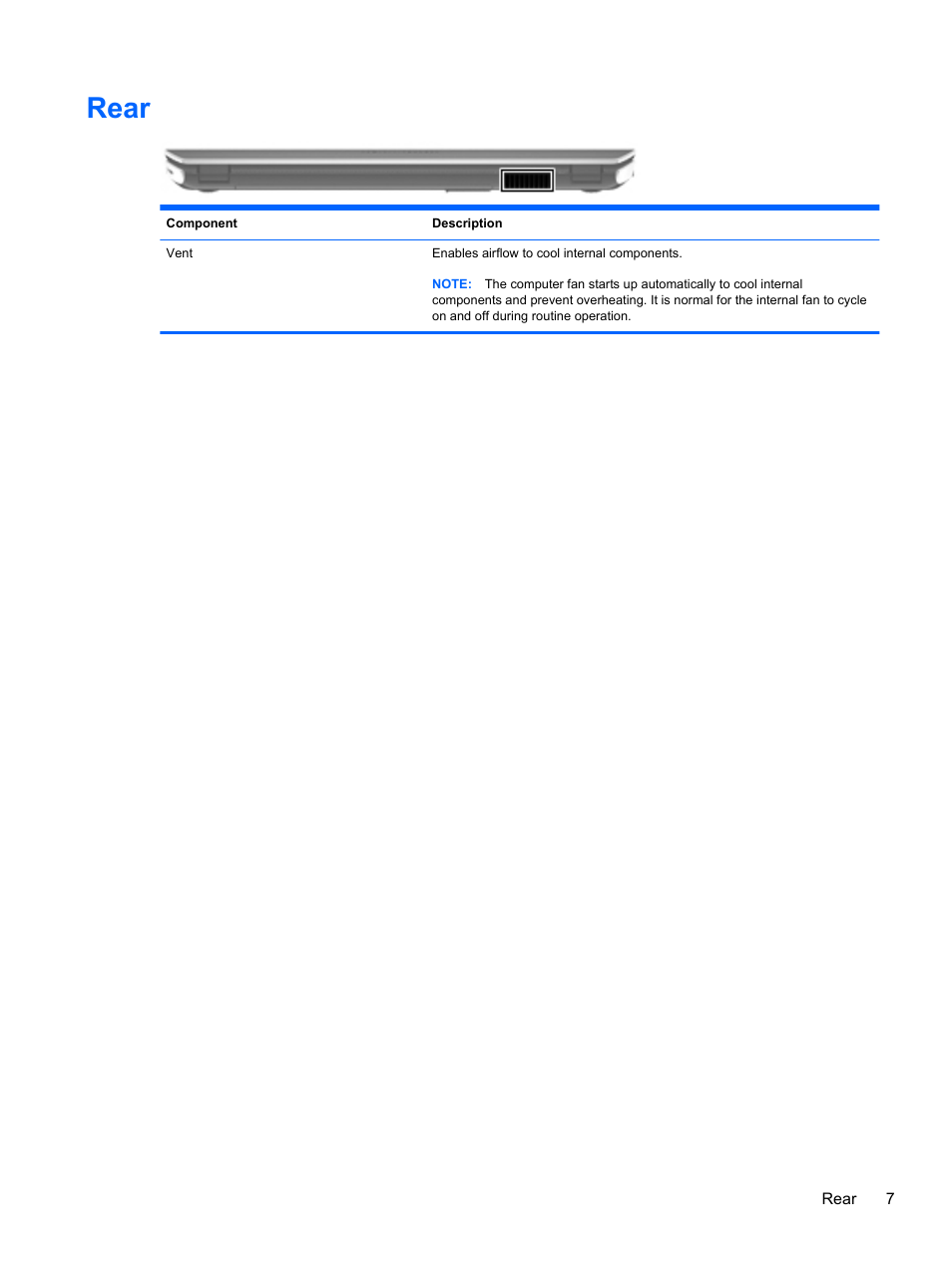 Rear | HP Pavilion dv6-7010us Entertainment Notebook PC User Manual | Page 17 / 104