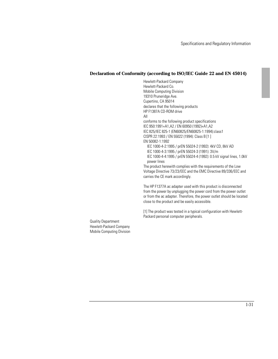 HP OmniBook 3000 Notebook PC User Manual | Page 31 / 32