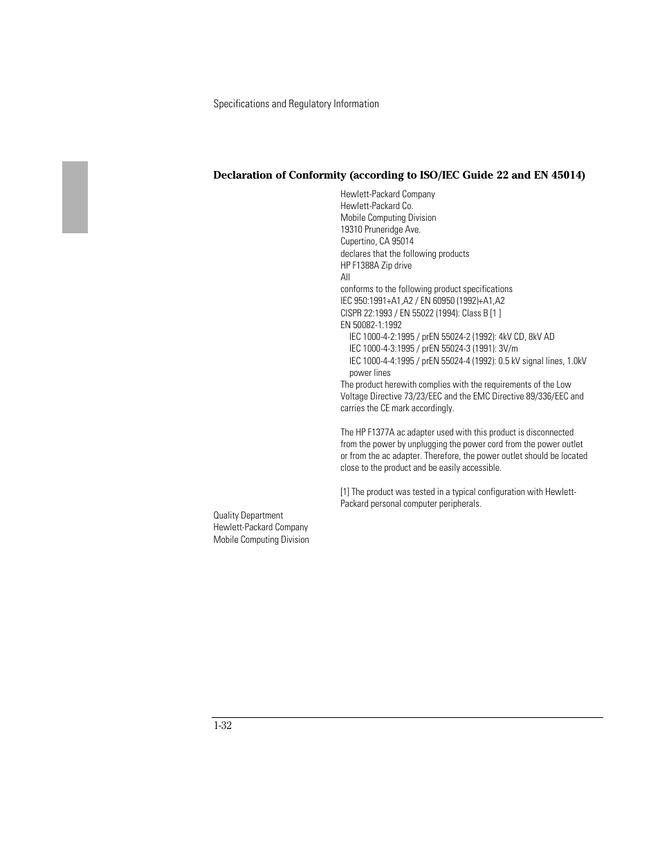 HP OmniBook 3000 Notebook PC User Manual | Page 32 / 32