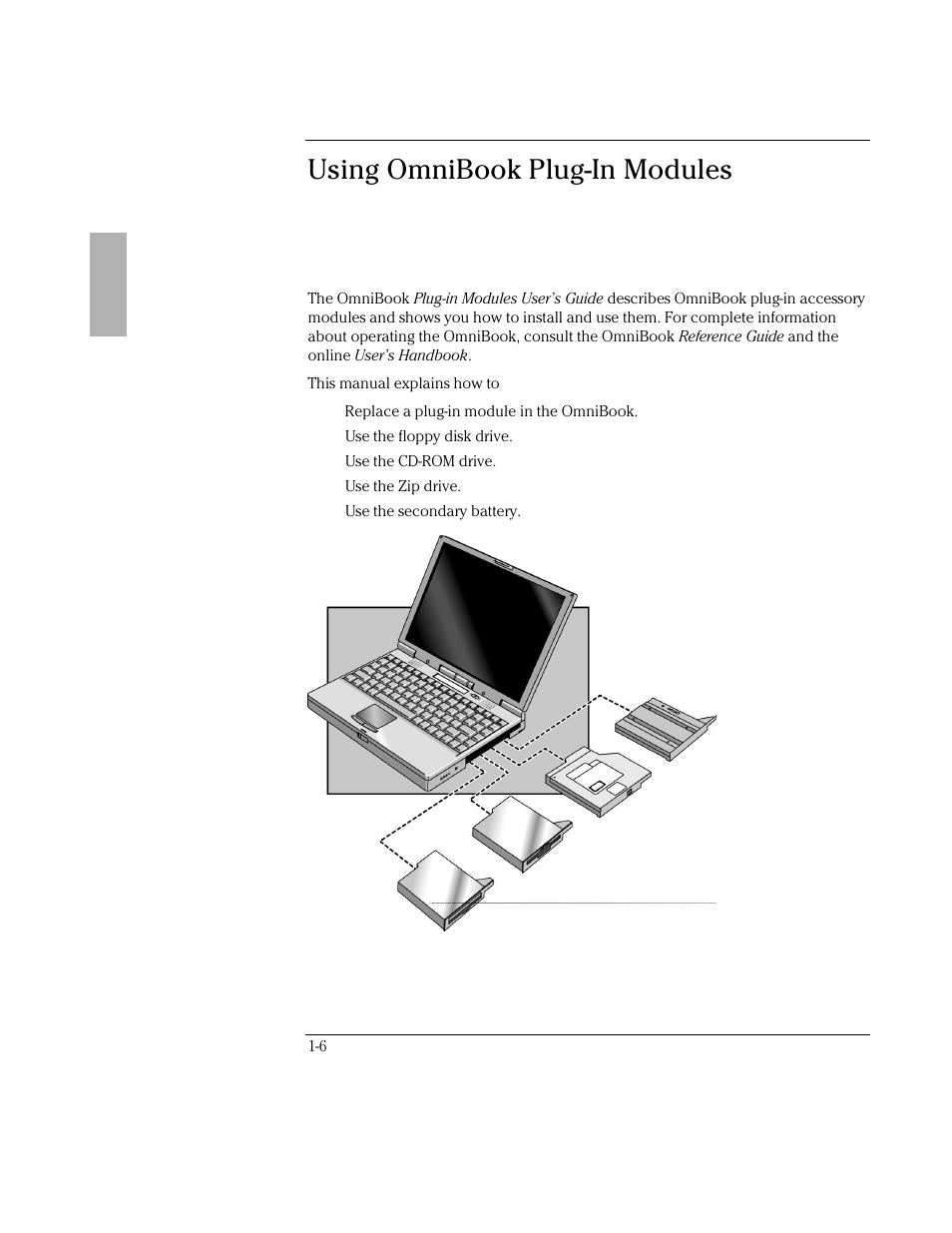 Using omnibook plug-in modules | HP OmniBook 3000 Notebook PC User Manual | Page 6 / 32