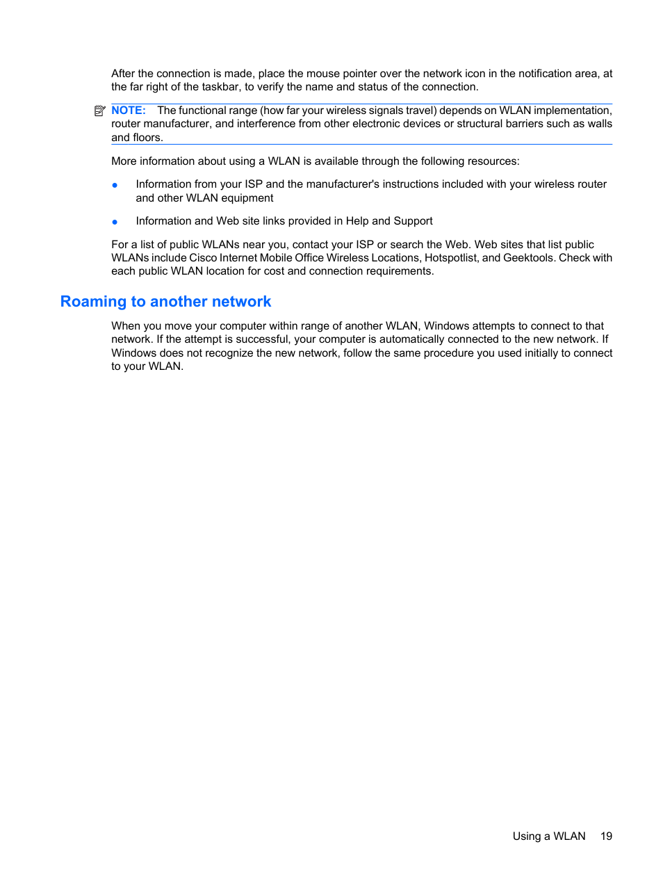 Roaming to another network | HP Compaq Mini 311c-1140EI PC User Manual | Page 27 / 95