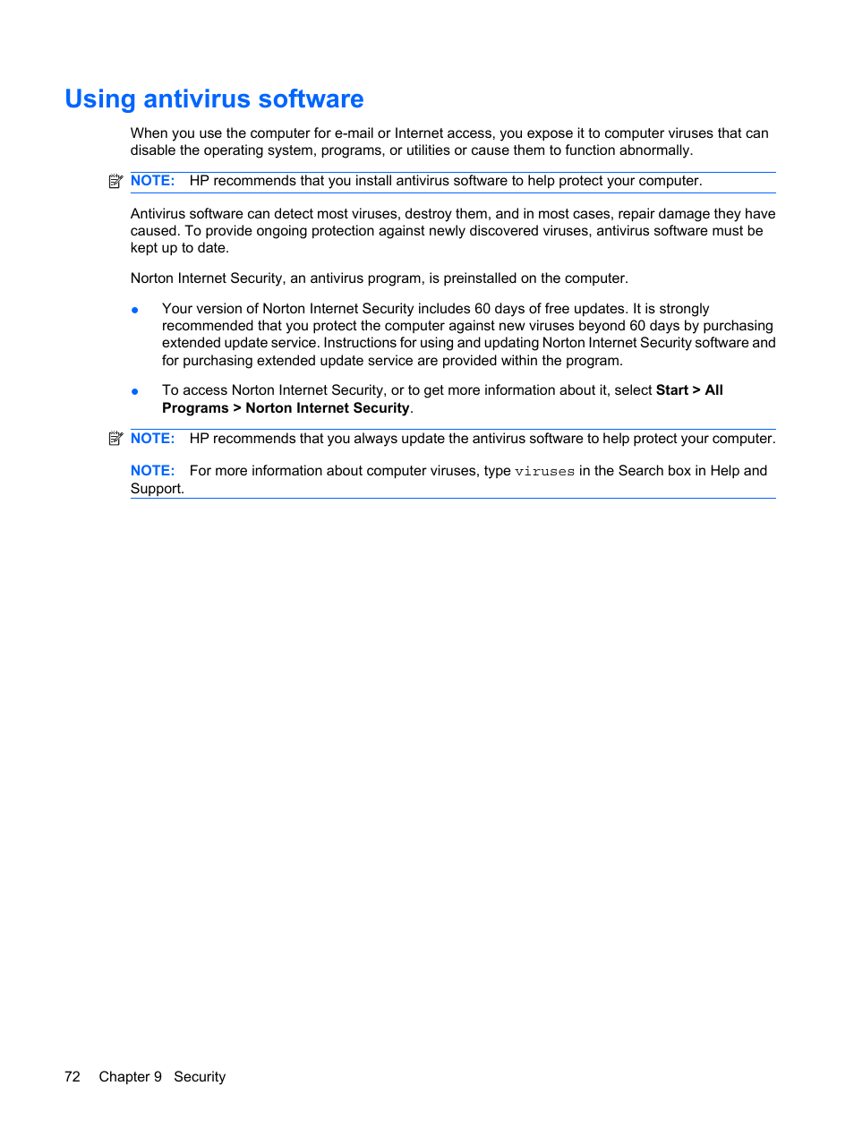Using antivirus software | HP Compaq Mini 311c-1140EI PC User Manual | Page 80 / 95