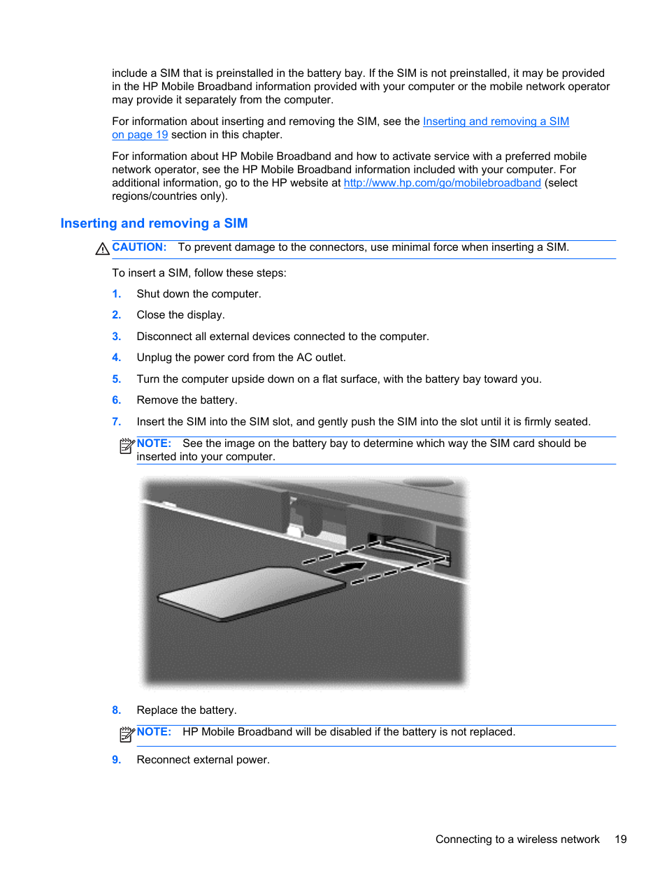 Inserting and removing a sim | HP ZBook 15 Mobile Workstation User Manual | Page 29 / 110