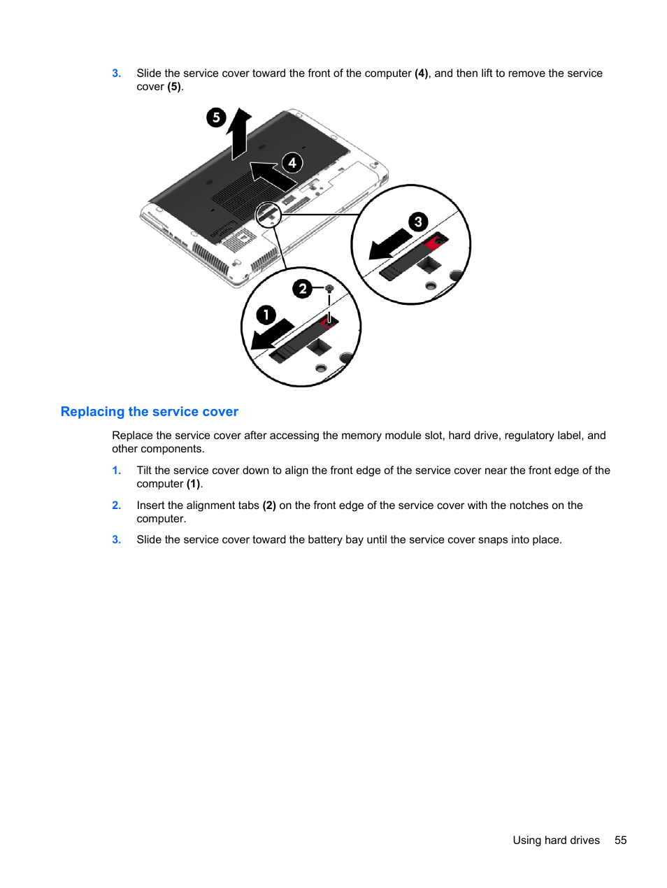 Replacing the service cover | HP ZBook 15 Mobile Workstation User Manual | Page 65 / 110