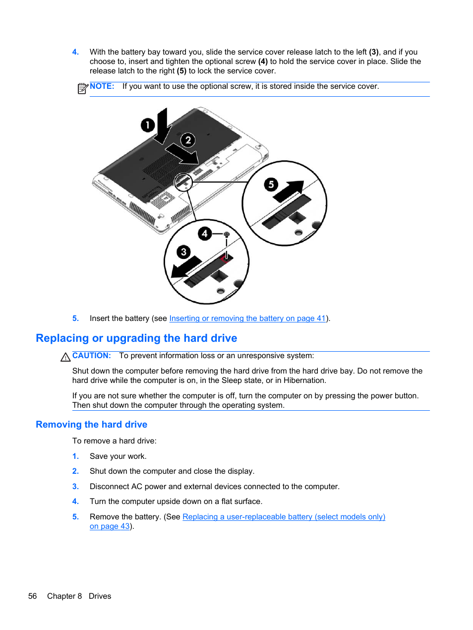 Replacing or upgrading the hard drive, Removing the hard drive | HP ZBook 15 Mobile Workstation User Manual | Page 66 / 110