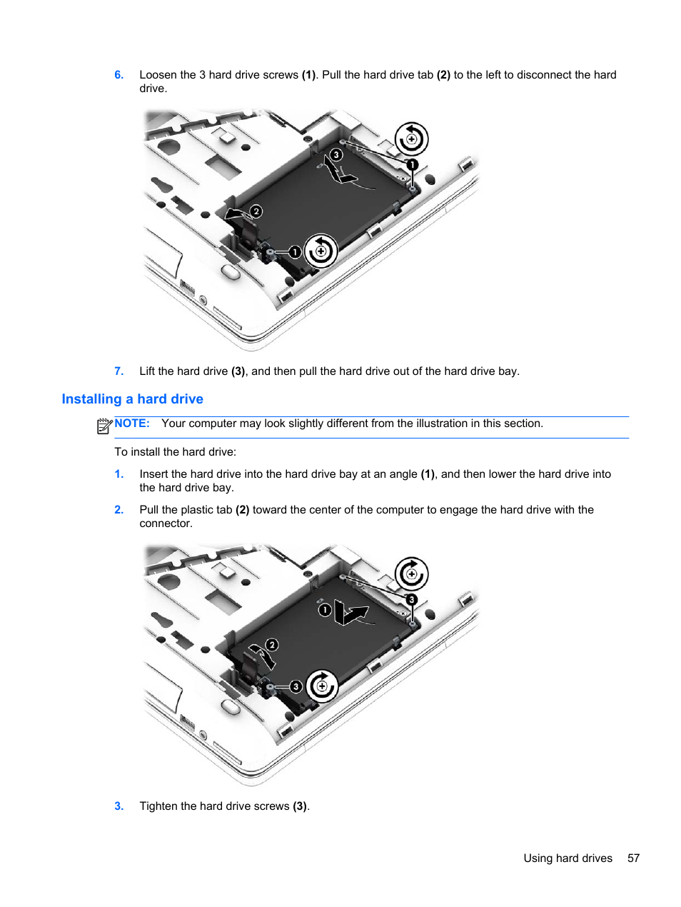 Installing a hard drive | HP ZBook 15 Mobile Workstation User Manual | Page 67 / 110