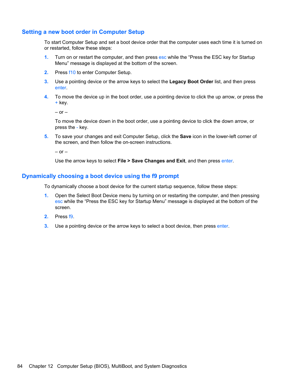 Setting a new boot order in computer setup | HP ZBook 15 Mobile Workstation User Manual | Page 94 / 110