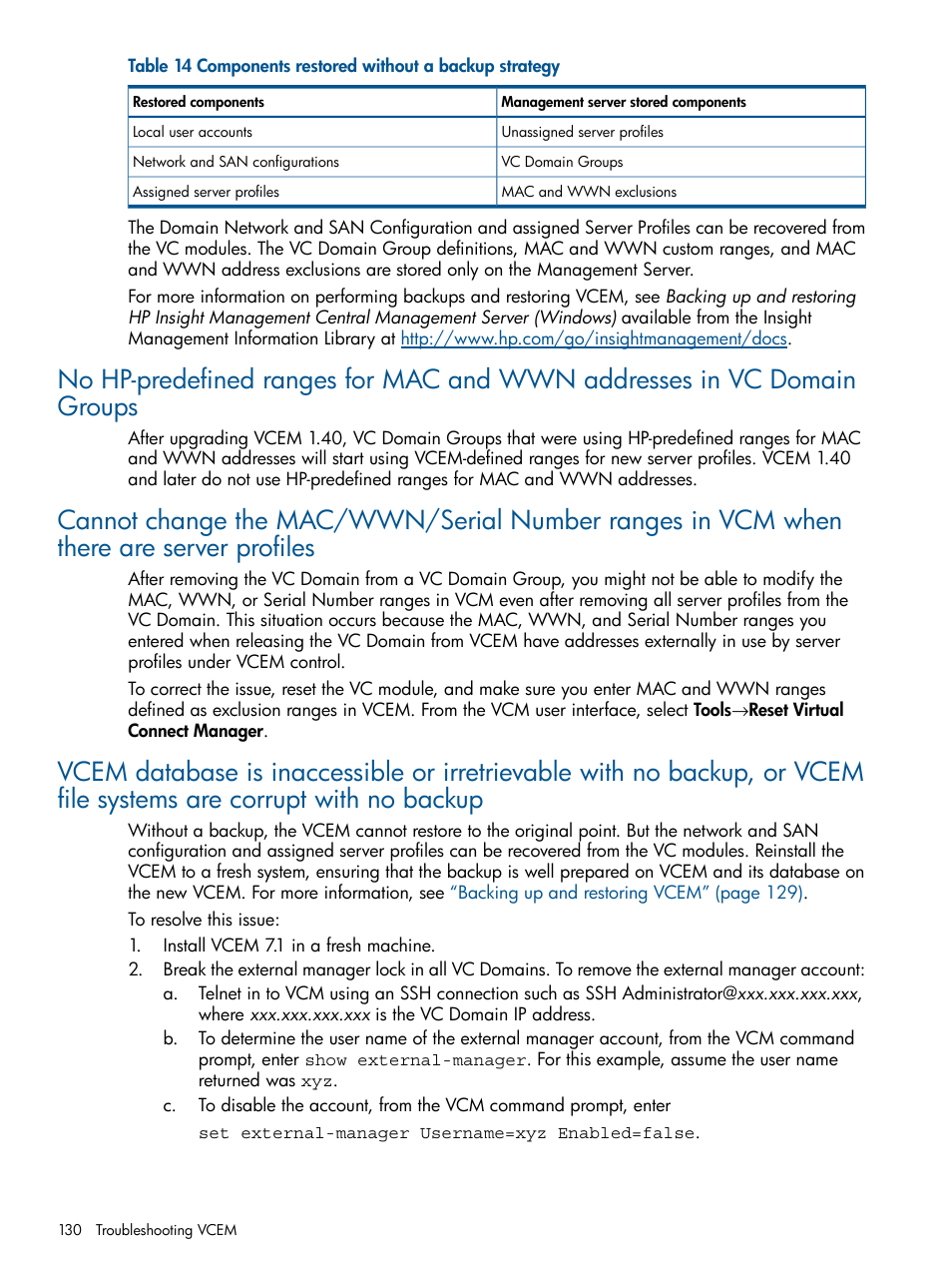 HP Insight Management-Software User Manual | Page 130 / 147