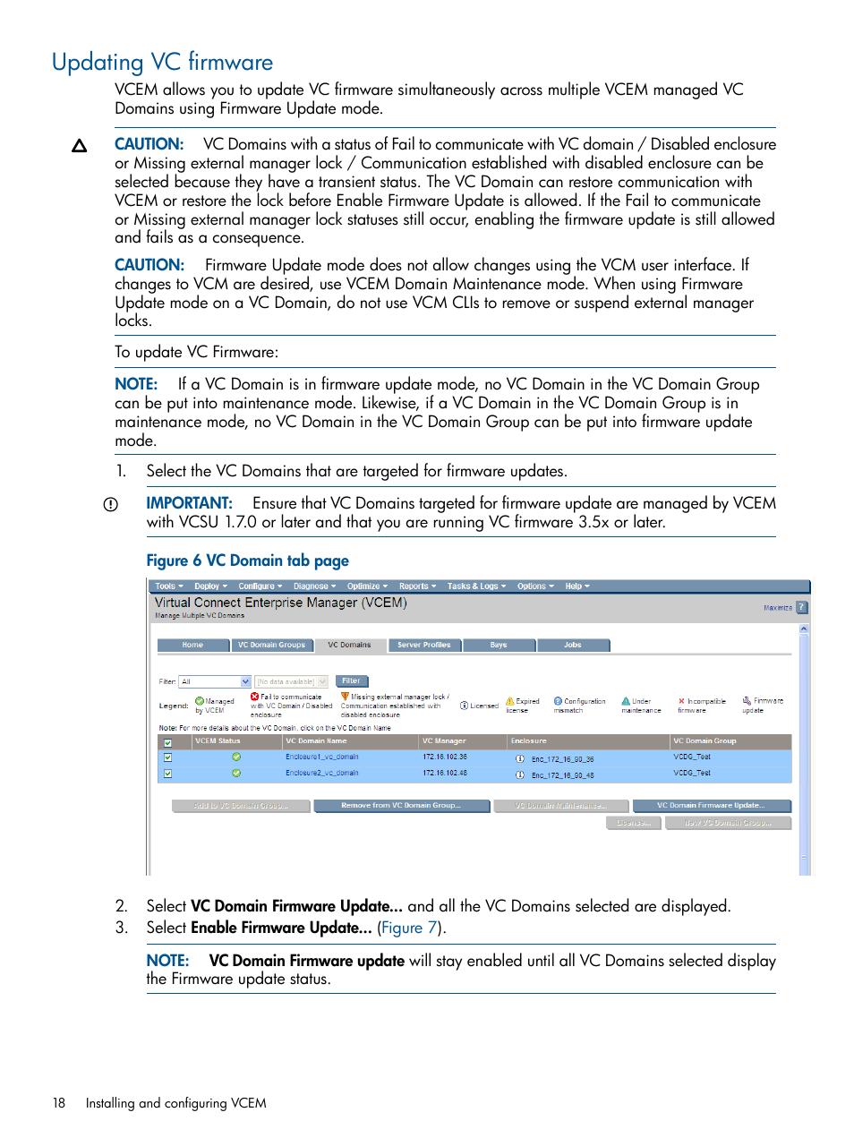 Updating vc firmware | HP Insight Management-Software User Manual | Page 18 / 147