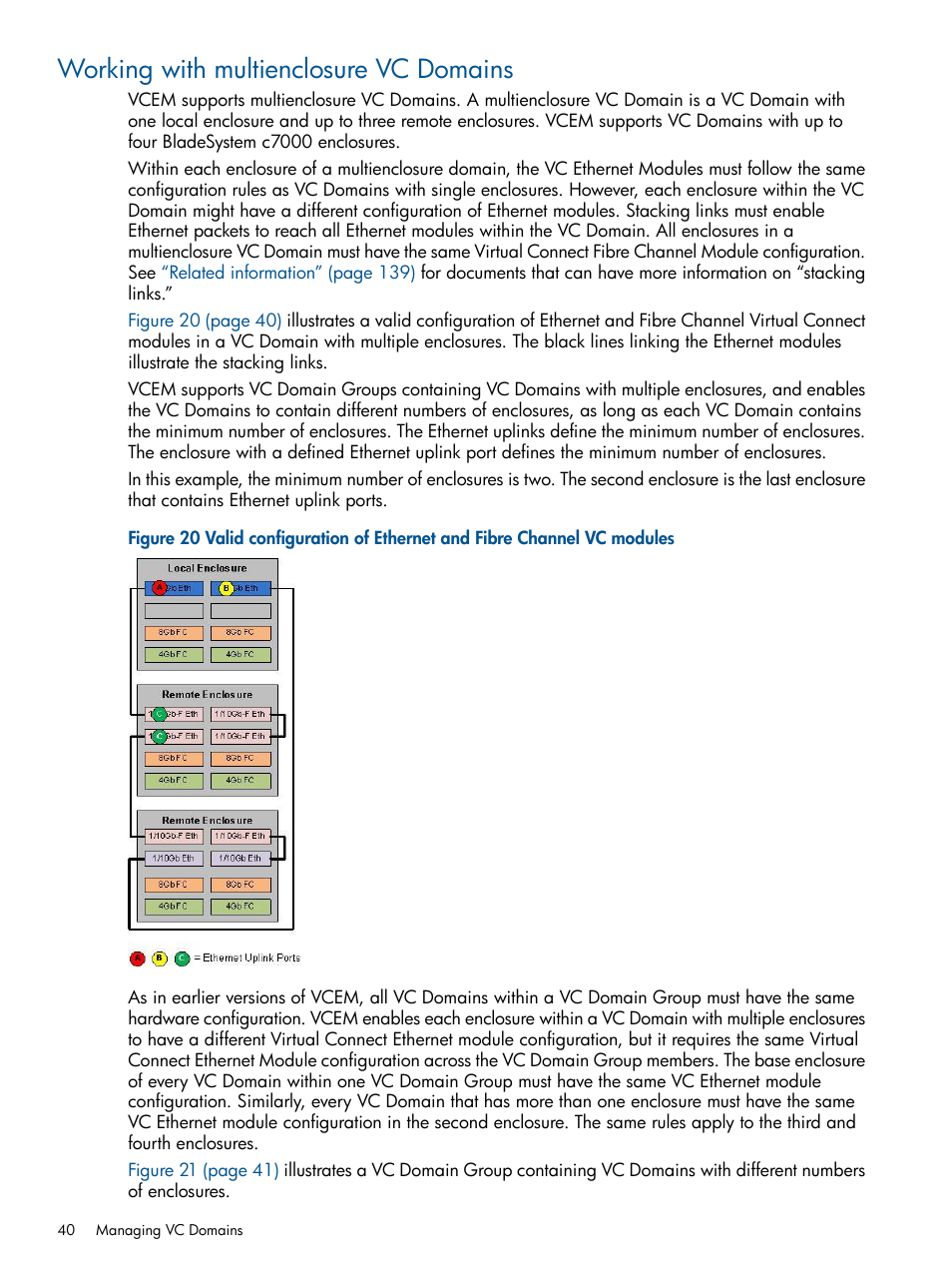 Working with multienclosure vc domains | HP Insight Management-Software User Manual | Page 40 / 147