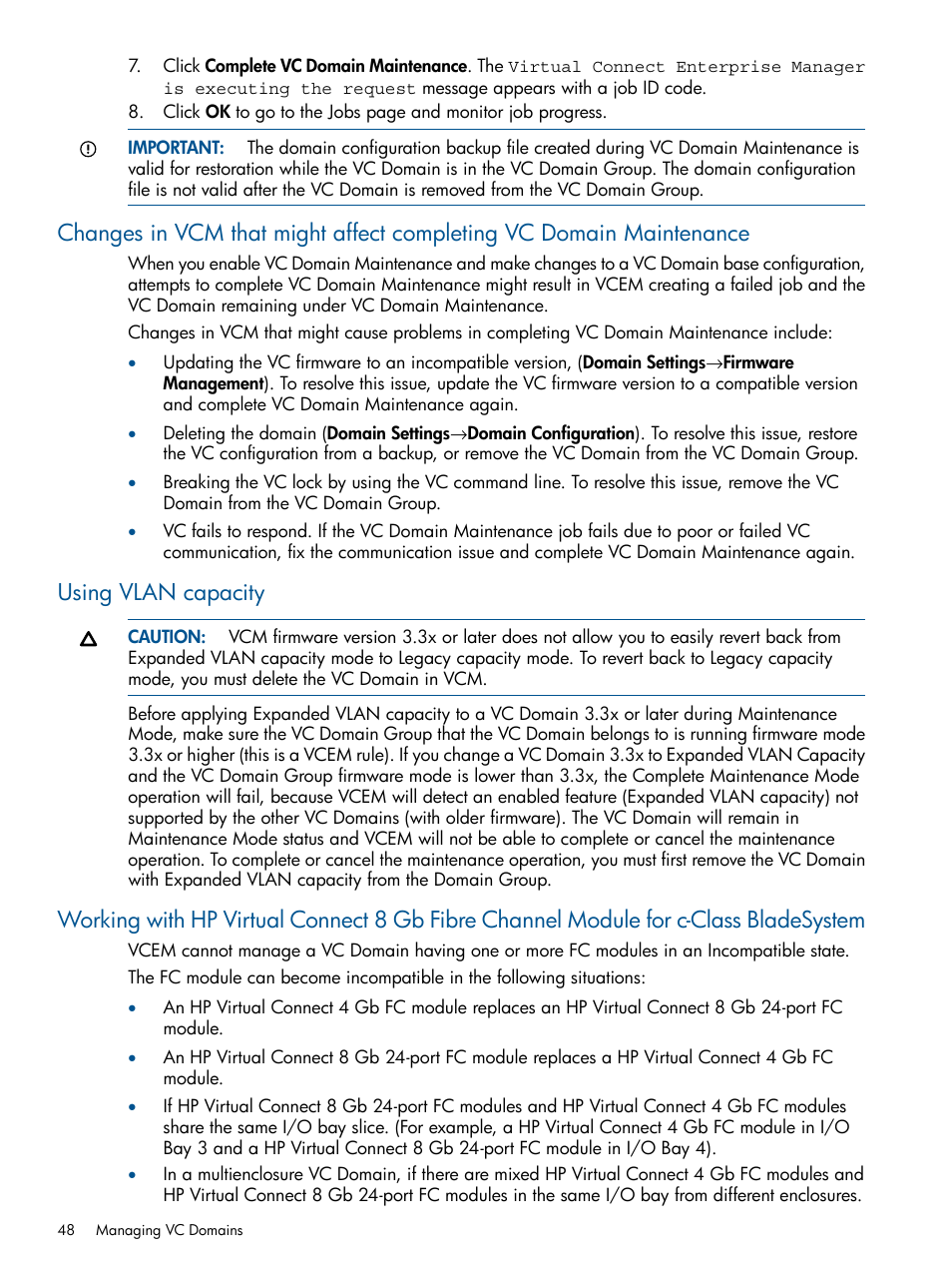 Using vlan capacity | HP Insight Management-Software User Manual | Page 48 / 147