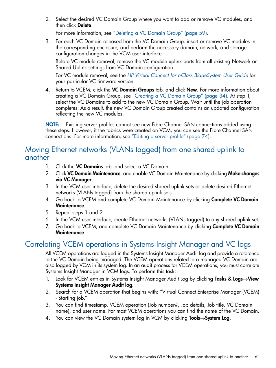 Vc logs | HP Insight Management-Software User Manual | Page 61 / 147