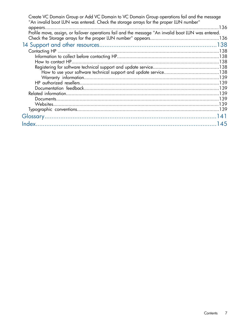 14 support and other resources, Glossary index | HP Insight Management-Software User Manual | Page 7 / 147