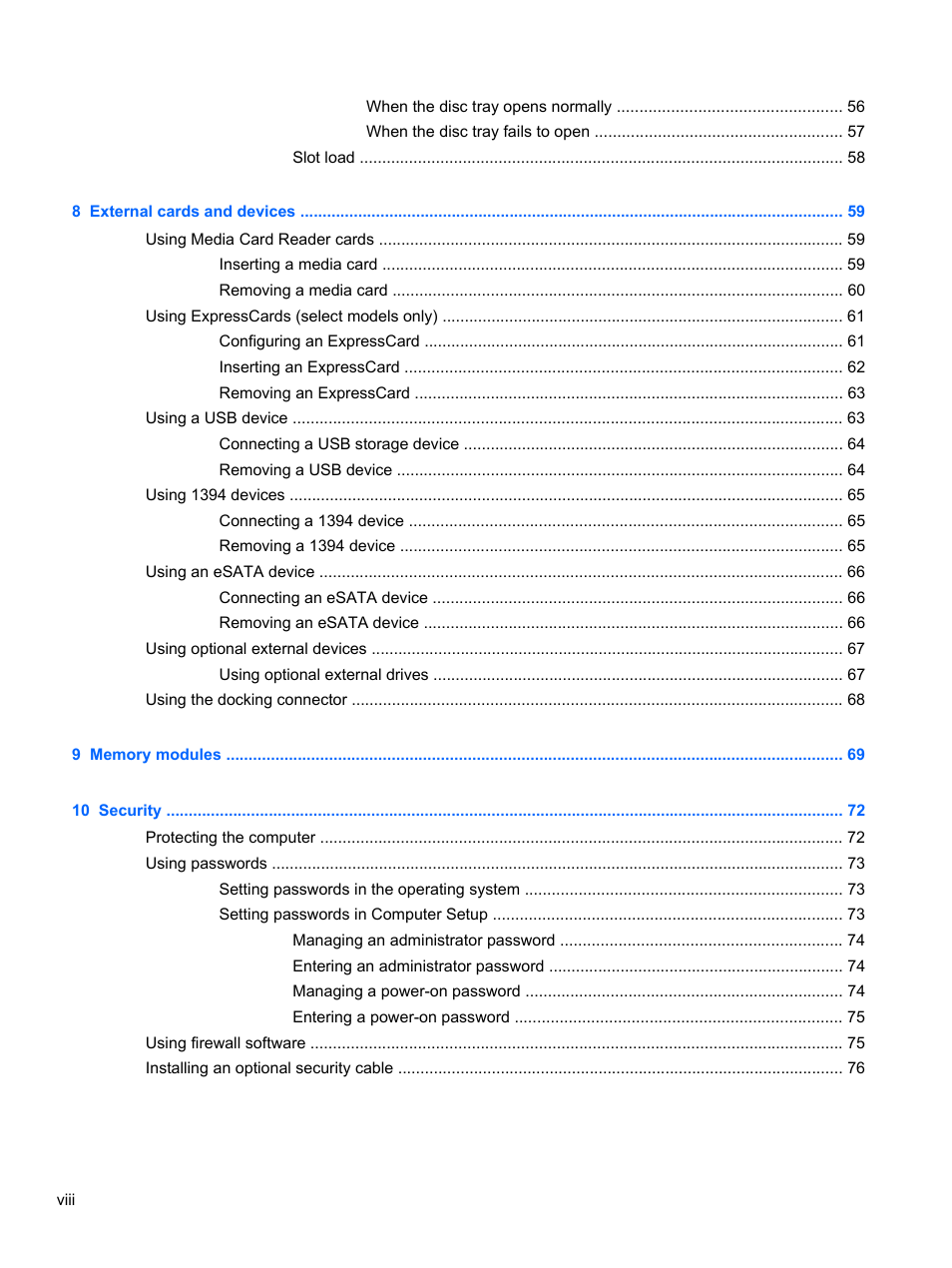 HP ProBook 6465b Notebook-PC User Manual | Page 8 / 114