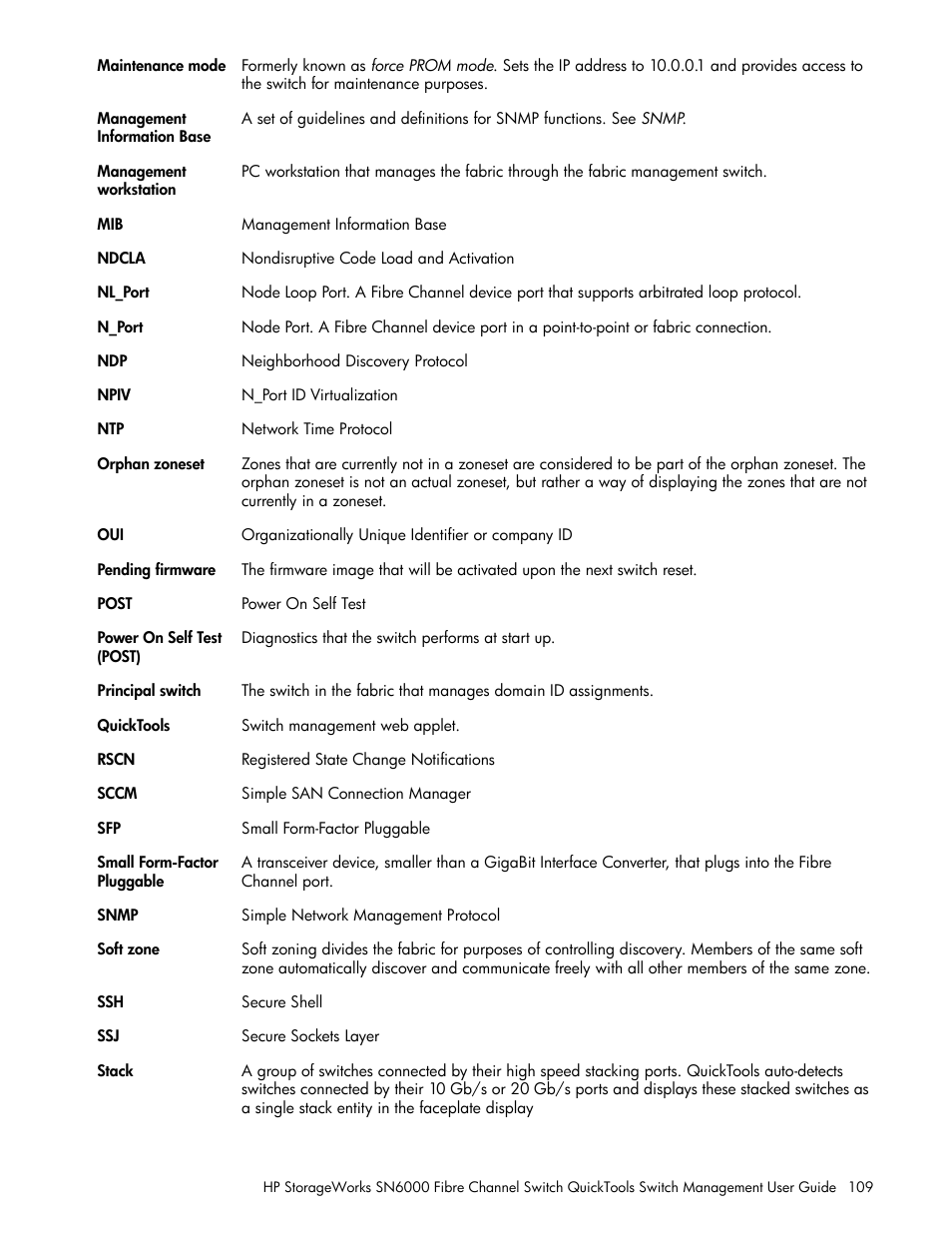 HP SN6000 Fibre Channel Switch User Manual | Page 109 / 112
