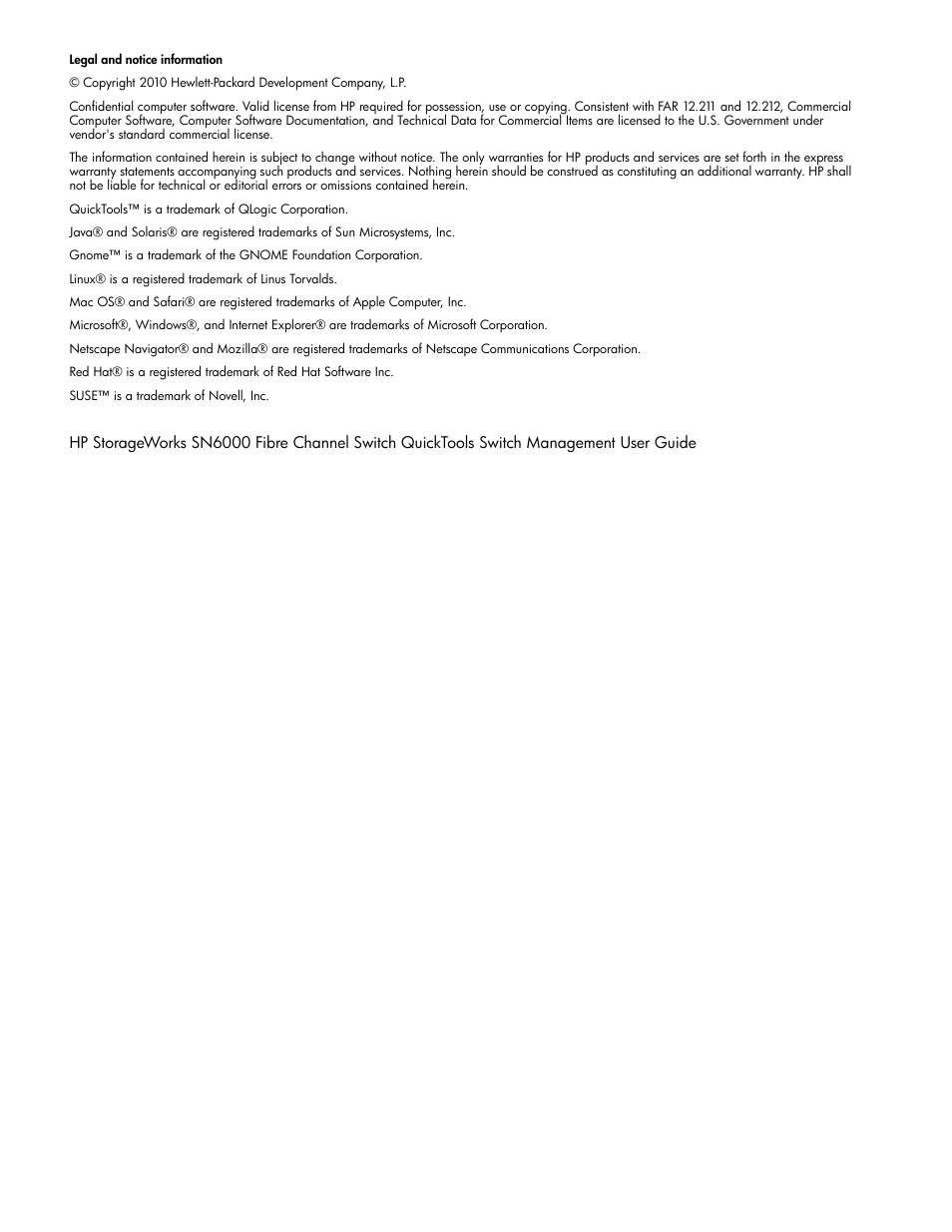 HP SN6000 Fibre Channel Switch User Manual | Page 2 / 112