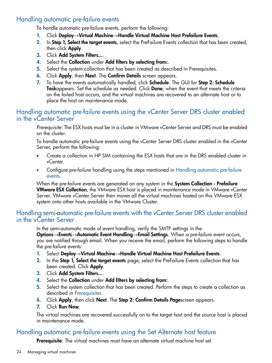 Handling automatic pre-failure events | HP Insight Control User Manual | Page 24 / 54