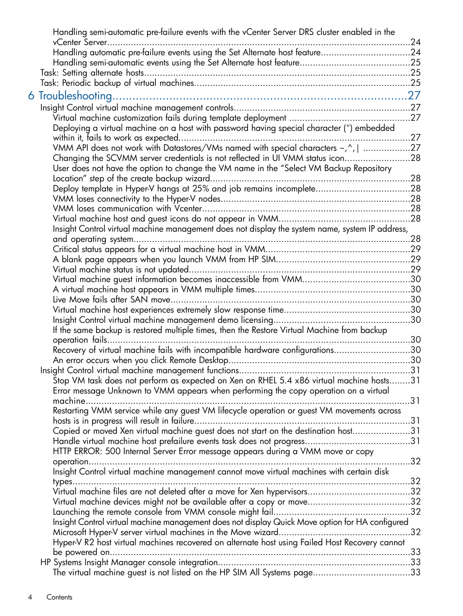 6 troubleshooting | HP Insight Control User Manual | Page 4 / 54