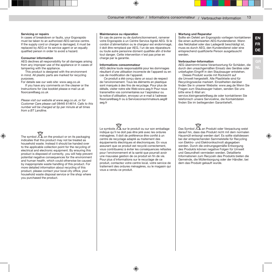 AEG AG943 User Manual | Page 15 / 30