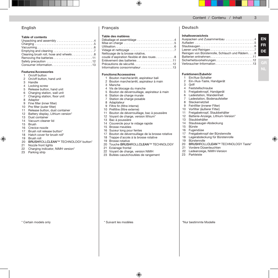 English, Français, Deutsch | AEG AG943 User Manual | Page 5 / 30