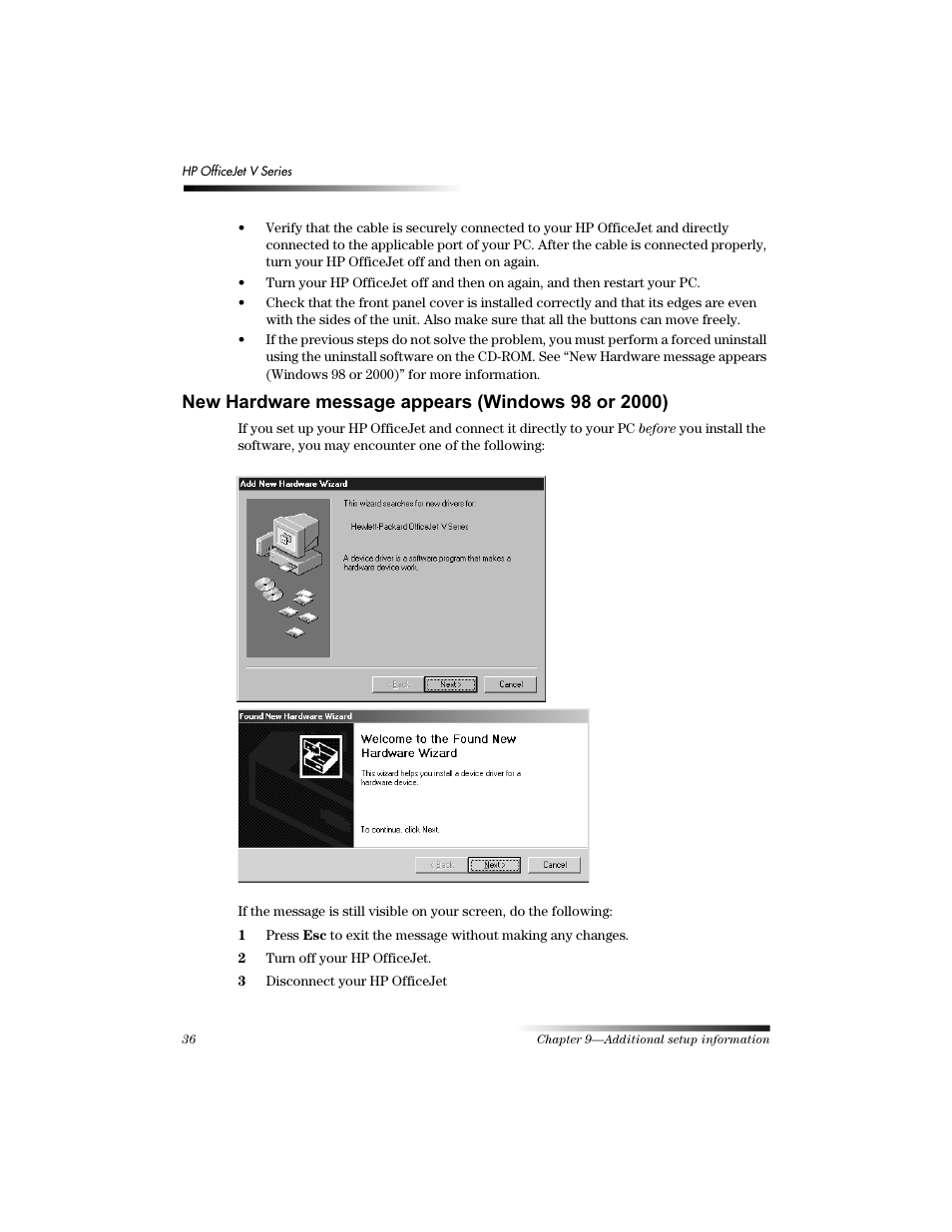 1hz +dugzduh phvvdjh dsshduv :lqgrzv  ru | HP Officejet v40 All-in-One Printer User Manual | Page 40 / 56