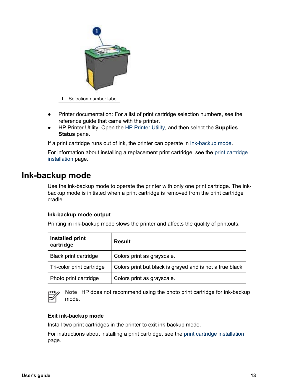 Ink-backup mode | HP Deskjet 5440 Photo Printer User Manual | Page 15 / 80