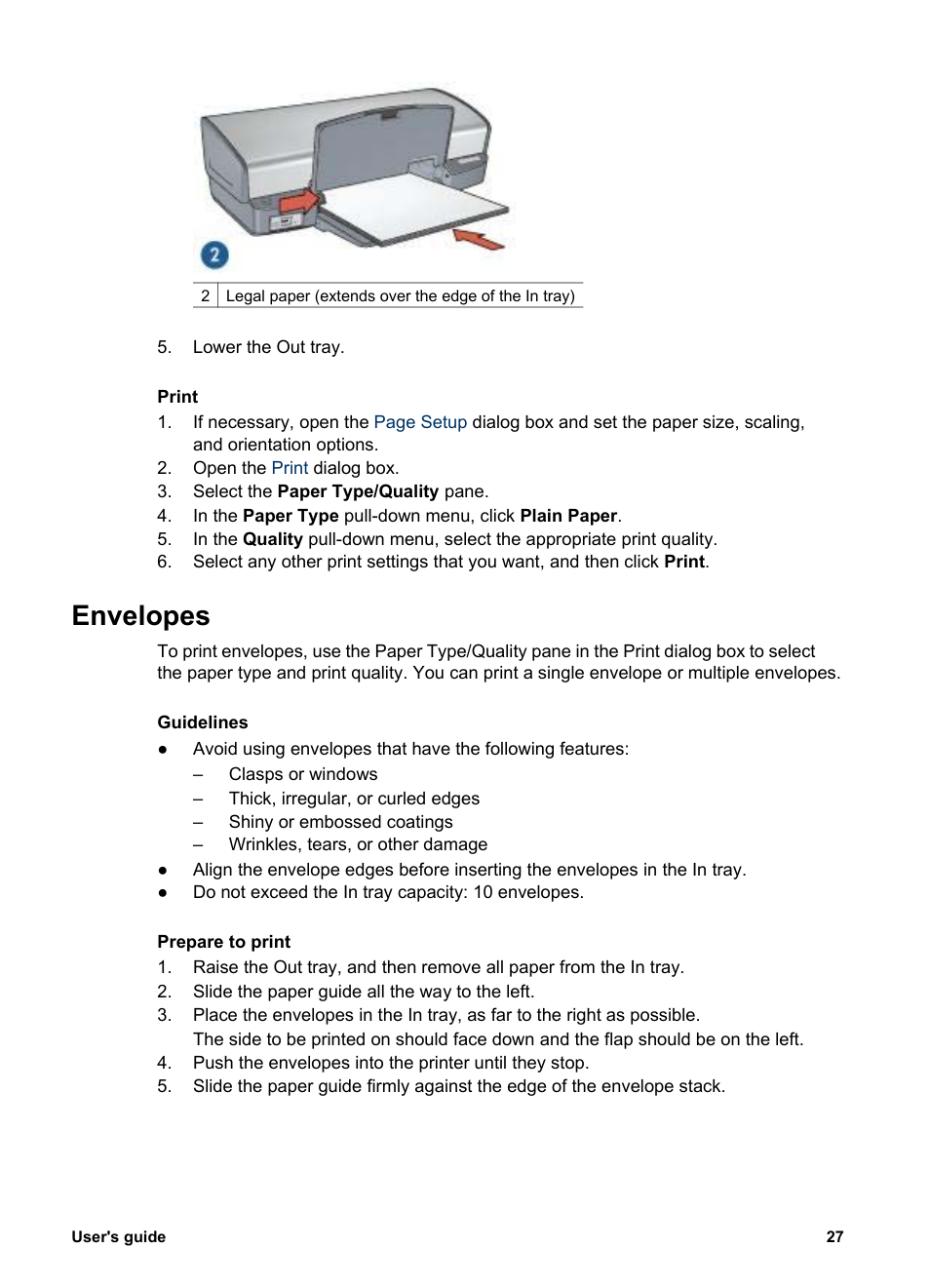 Envelopes, An envelope, see | HP Deskjet 5440 Photo Printer User Manual | Page 29 / 80