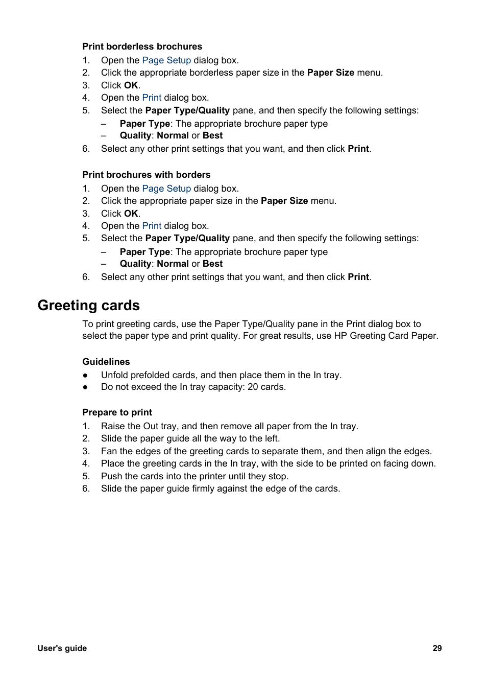 Greeting cards | HP Deskjet 5440 Photo Printer User Manual | Page 31 / 80