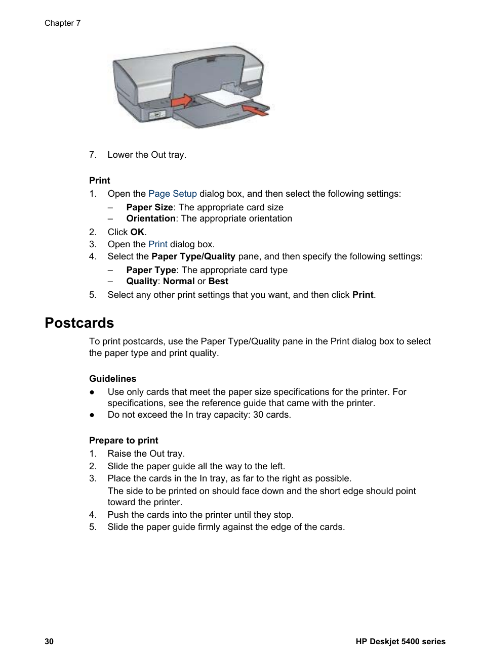 Postcards | HP Deskjet 5440 Photo Printer User Manual | Page 32 / 80