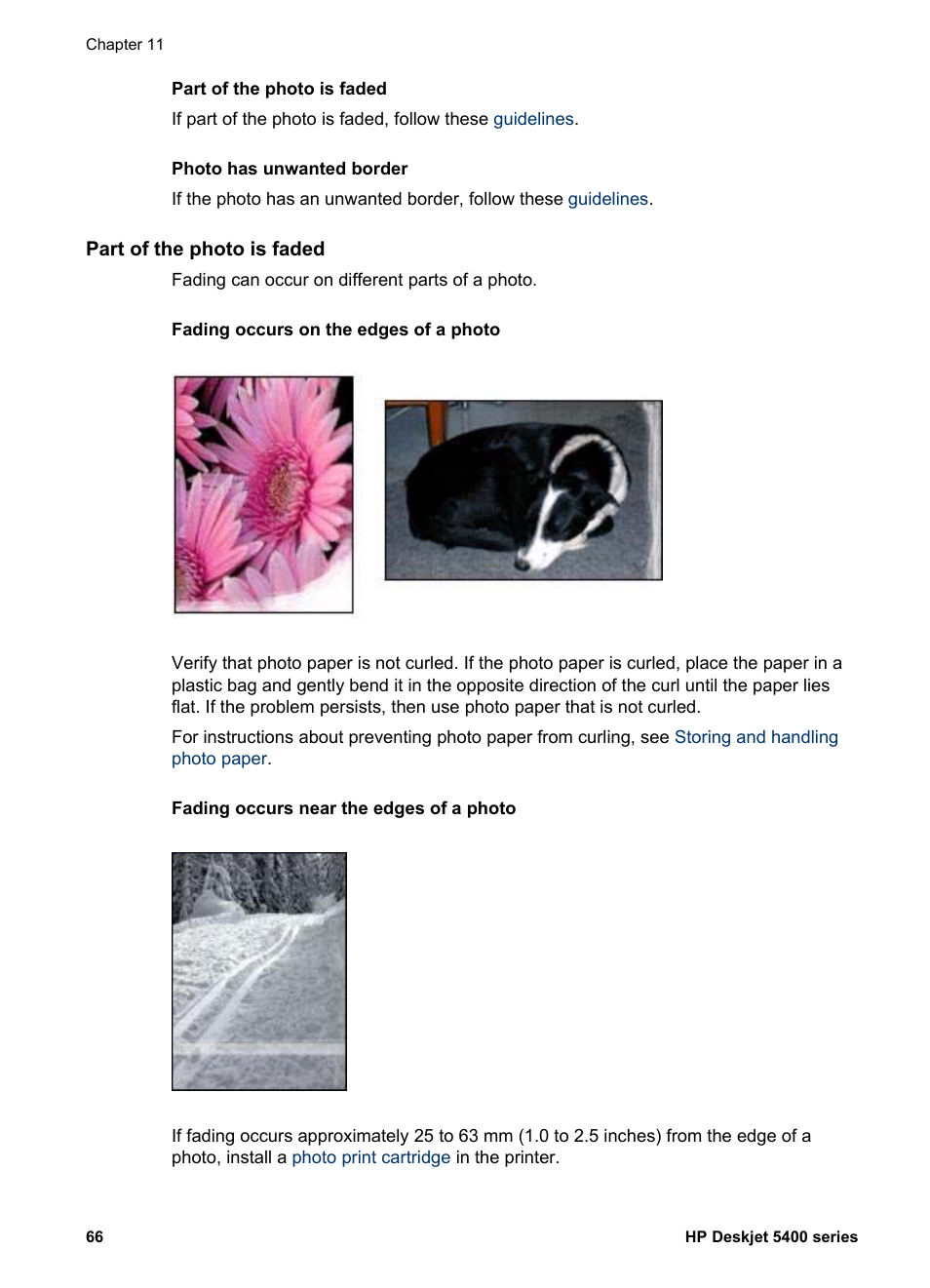 Part of the photo is faded | HP Deskjet 5440 Photo Printer User Manual | Page 68 / 80