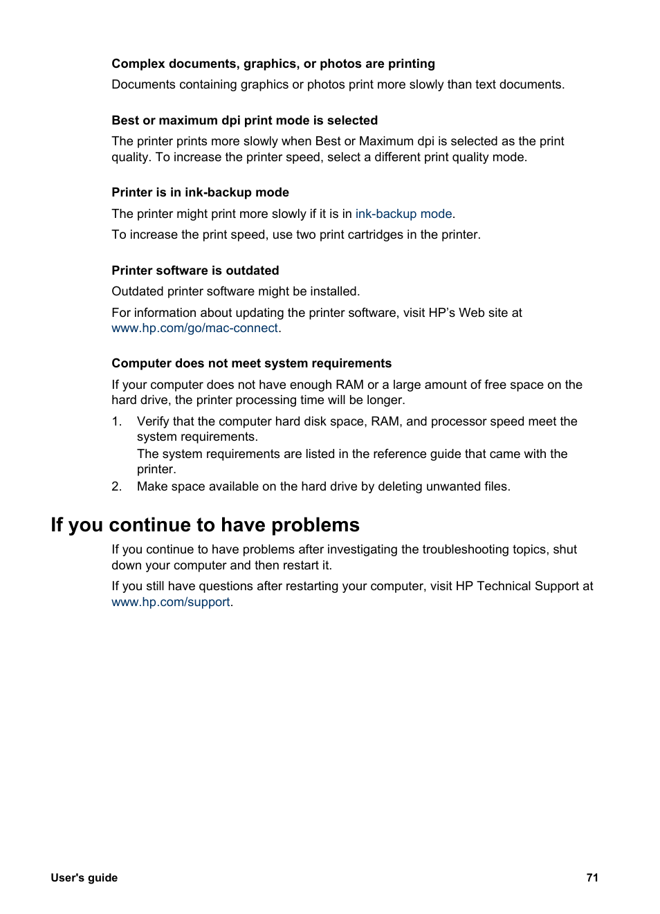 If you continue to have problems | HP Deskjet 5440 Photo Printer User Manual | Page 73 / 80