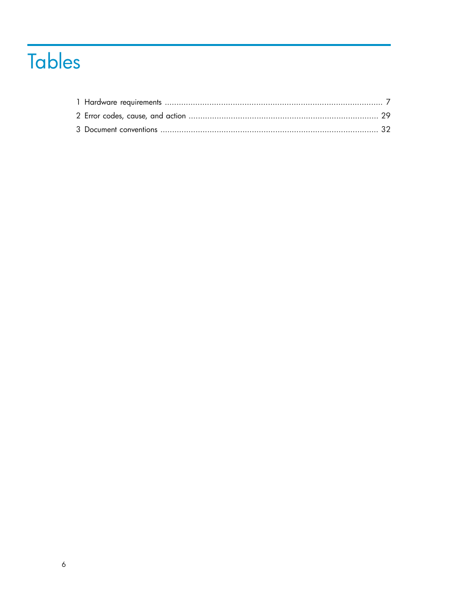 Tables | HP SAN User Manual | Page 6 / 38