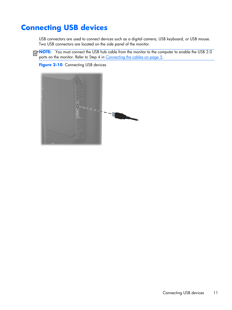 Connecting usb devices | HP Compaq L2206tm 21.5-inch LED Backlit Touch Monitor User Manual | Page 17 / 33