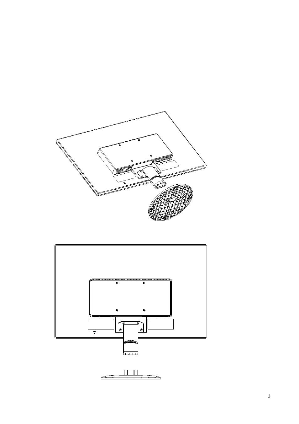 Chapter ii. installation, 1 install the pedestal | HP V241 23.6-inch LED Backlit Monitor User Manual | Page 4 / 27