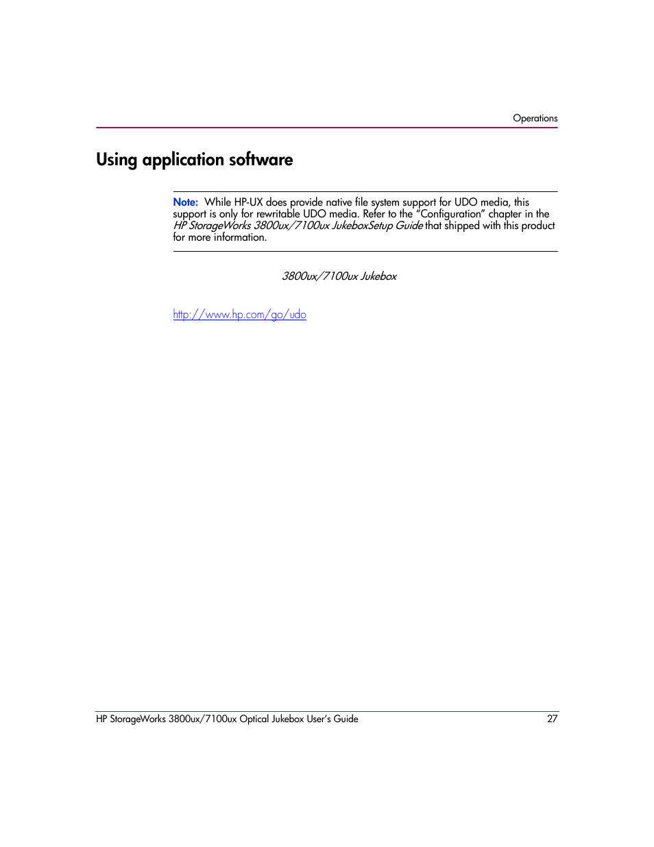 Using application software | HP StorageWorks Ultra Density Optical Storage User Manual | Page 27 / 82
