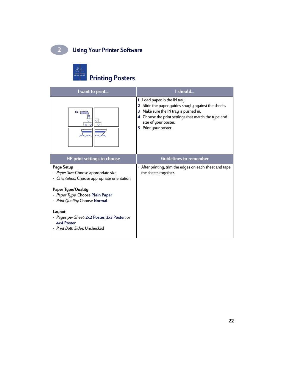 Printing posters, Using your printer software | HP Deskjet 842c Printer User Manual | Page 29 / 67