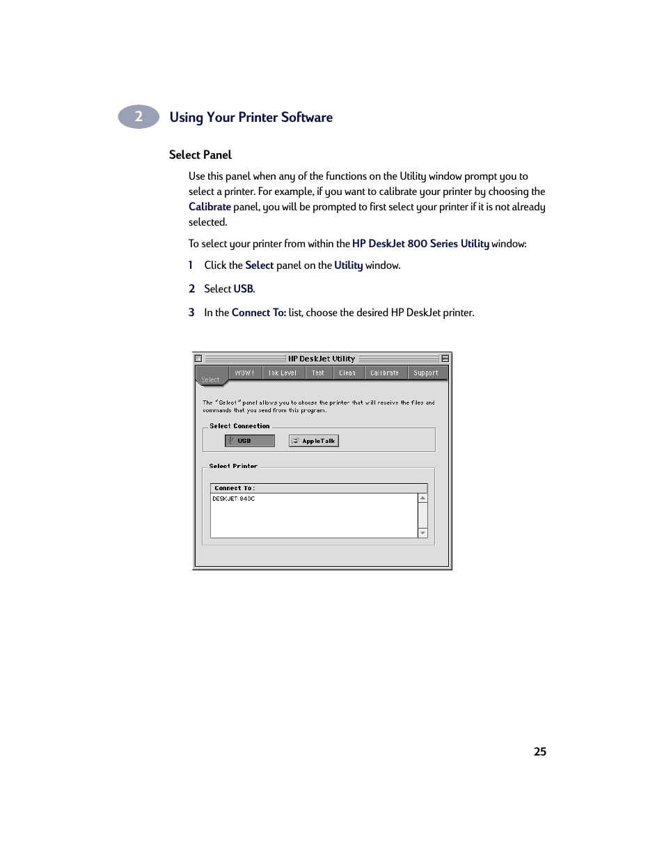 Select panel | HP Deskjet 842c Printer User Manual | Page 32 / 67