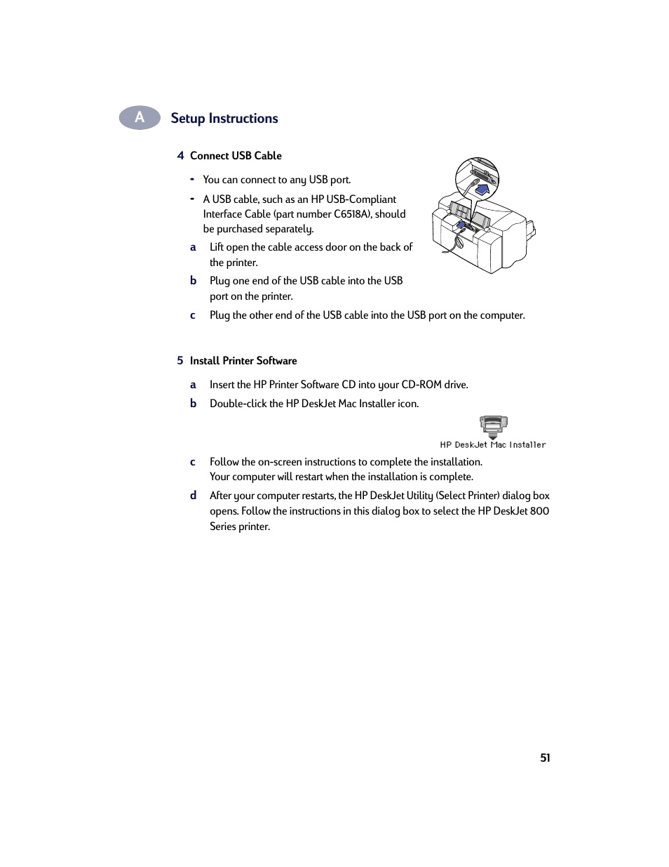 Setup instructions | HP Deskjet 842c Printer User Manual | Page 58 / 67