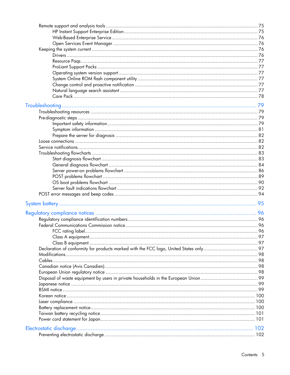 HP ProLiant DL360 G5 Server User Manual | Page 5 / 118