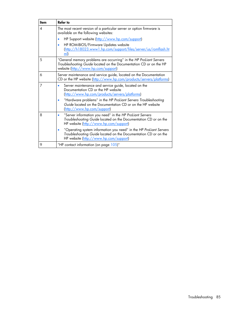 HP ProLiant DL360 G5 Server User Manual | Page 85 / 118